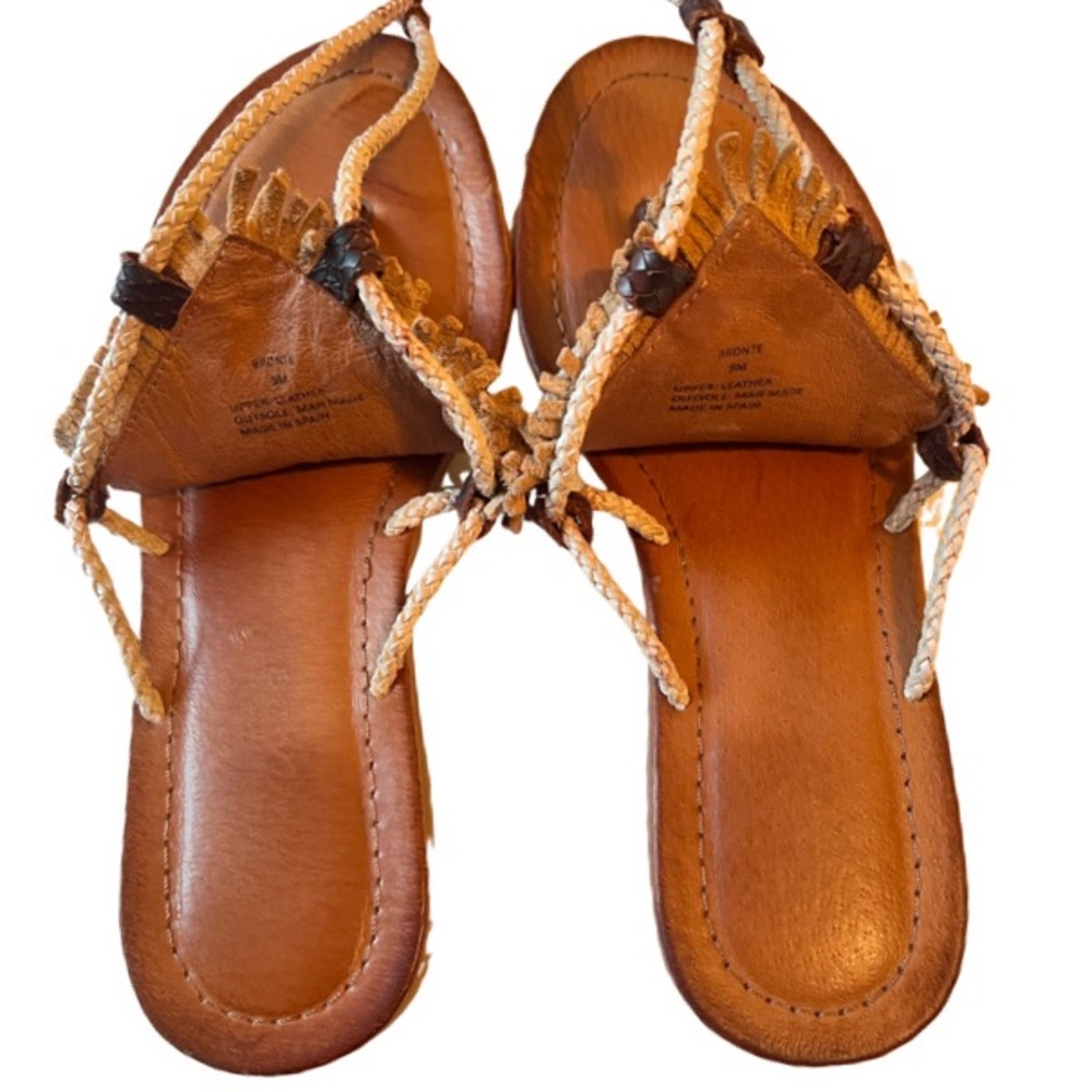 Free People Matisse Bronte Sandals Leather Lace Up Boho Western Fringe - Picture 4 of 13